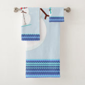 Blue Snowflake Snowmen Kerstbadhanddoeken Bad Handdoek (Insitu)