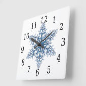 Blue Snowflake Square Clock Vierkante Klok (Hoek)