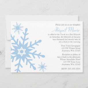 Blue Snowflake Star van David Bat Mitzvah Kaart