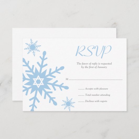 Blue Snowflake Star van David Bat Mitzvah RSVP (Voorkant / Achterkant)