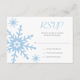 Blue Snowflake Star van David Bat Mitzvah RSVP Kaartje
