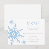 Blue Snowflake Star van David Bat Mitzvah RSVP Kaartje (Voorkant / Achterkant)