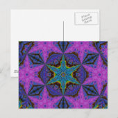 Blue Snowflake Starburst Kaleidoscopic Mandala Briefkaart (Voorkant / Achterkant)