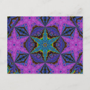 Blue Snowflake Starburst Kaleidoscopic Mandala Briefkaart