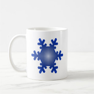 Blue Snowflake Starburst op White Koffiemok