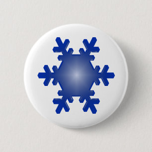 Blue Snowflake Starburst op White Ronde Button 5,7 Cm