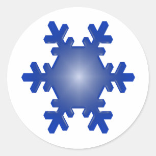 Blue Snowflake Starburst op White Ronde Sticker