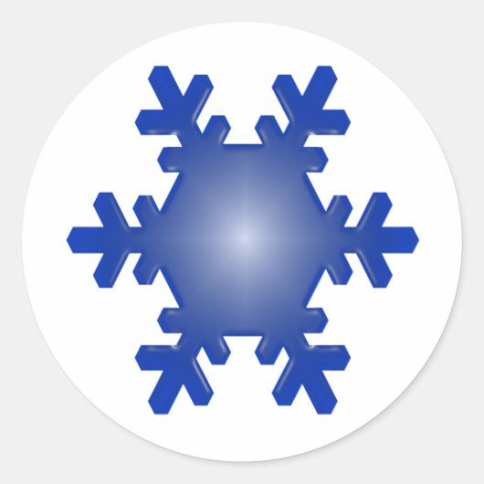 Blue Snowflake Starburst op White Ronde Sticker (Voorkant)