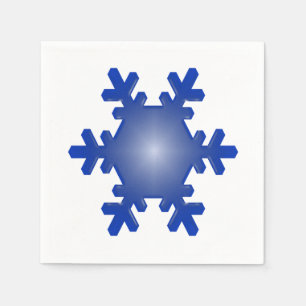 Blue Snowflake Starburst op White Servet