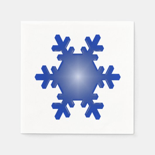 Blue Snowflake Starburst op White Servet (Voorkant)