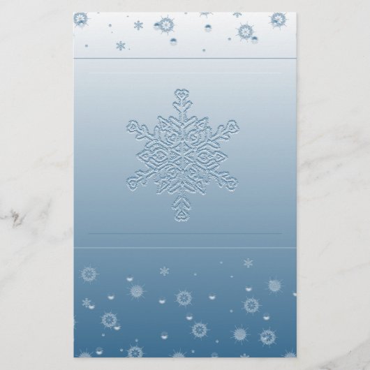 Blue Snowflake Stationery Briefpapier (Voorkant)