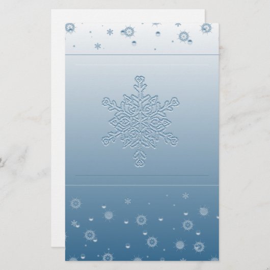 Blue Snowflake Stationery Briefpapier (Voorkant / Achterkant)
