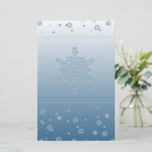 Blue Snowflake Stationery Briefpapier (Staand voorkant)