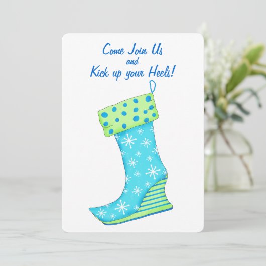 Blue Snowflake Stocking kerst Kaart (Staand voorkant)