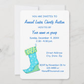 Blue Snowflake Stocking kerst Kaart (Achterkant)