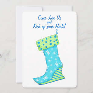 Blue Snowflake Stocking kerst Kaart