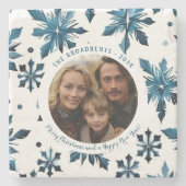 Blue Snowflake Stone Onderzetter (Voorkant)