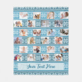 Blue Snowflake Sweater 24 Photo Collage Fleece Deken (Voorkant)