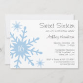 Blue Snowflake Sweet 16 Winter Birthday Invitation Kaart (Voorkant)