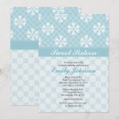 Blue Snowflake Sweet Sixteen-uitnodigingen Kaart (Voorkant / Achterkant)