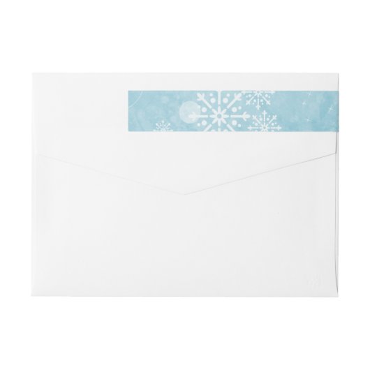 Blue Snowflake Swirls Holiday Adresetiketten (Achterkant)