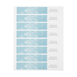 Blue Snowflake Swirls Holiday Adresetiketten