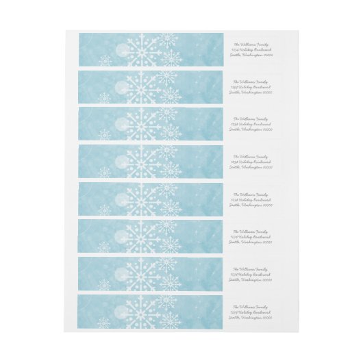 Blue Snowflake Swirls Holiday Adresetiketten (Vel)