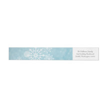 Blue Snowflake Swirls Holiday Adresetiketten