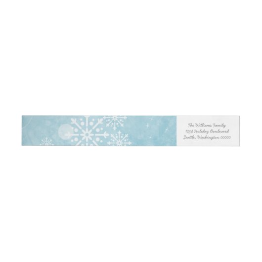 Blue Snowflake Swirls Holiday Adresetiketten (Individueel)