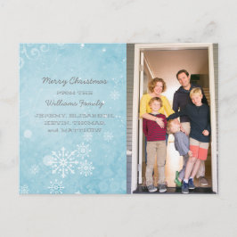 Blue Snowflake Swirls Holiday Foto Briefkaart