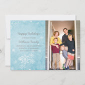 Blue Snowflake Swirls Holiday Photo Flat Kaart (Voorkant)