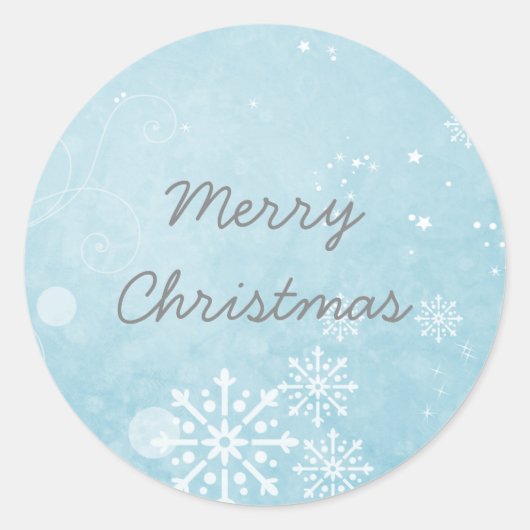 Blue Snowflake Swirls Holiday Stickers (Voorkant)