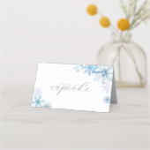 Blue Snowflake Tent Menu Card — Winter First Birth (Voorkant)