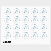 Blue Snowflake Thank You Round Stickers (Vel)