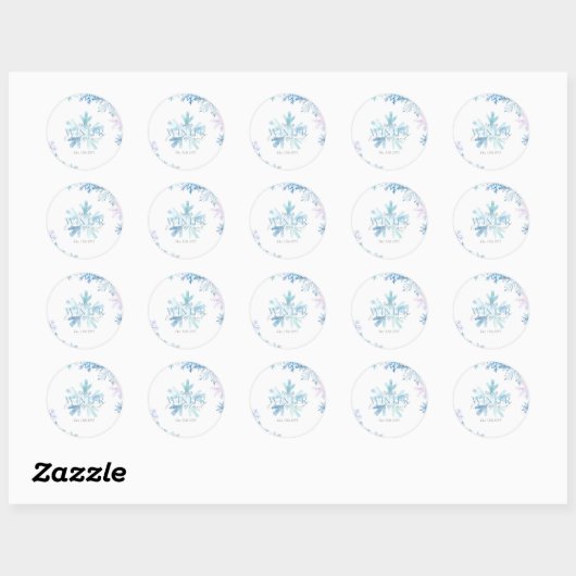 Blue Snowflake Thank You Round Stickers (Vel)