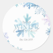 Blue Snowflake Thank You Round Stickers (Voorkant)