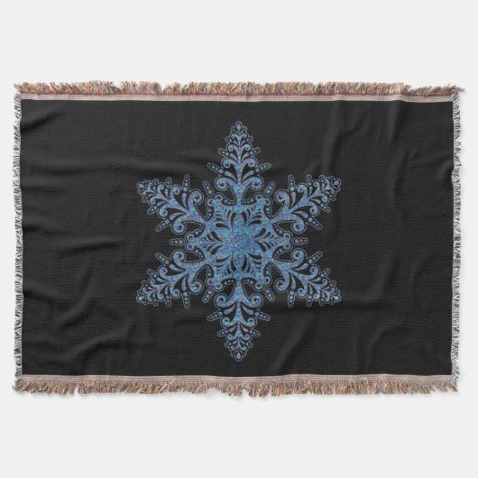 Blue Snowflake Throw Blanket Deken (Voorkant)
