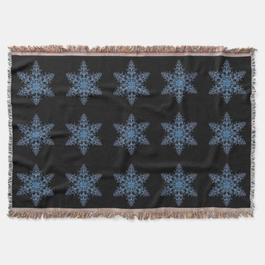 Blue Snowflake Throw Blanket Deken (Voorkant)