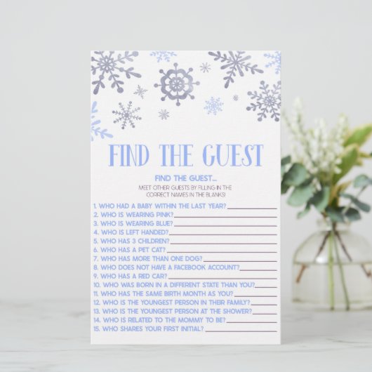 Blue Snowflake vindt het spel van het gastBaby sho Briefpapier (Staand voorkant)