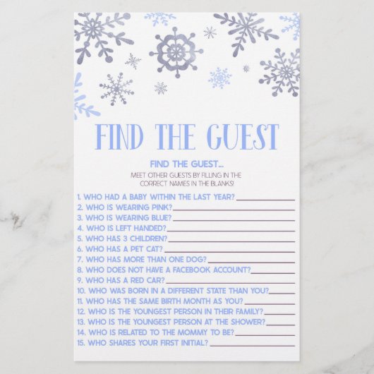 Blue Snowflake vindt het spel van het gastBaby sho Briefpapier (Voorkant)