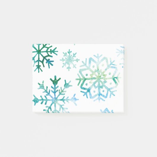 Blue Snowflake Waterverf Art Post-it® Notes (Voorkant)