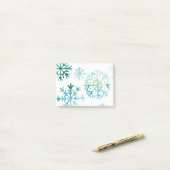 Blue Snowflake Waterverf Art Post-it® Notes (Op bureau)
