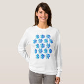 Blue Snowflake Waterverf Winterkunst T-shirt (Voorkant volledig)