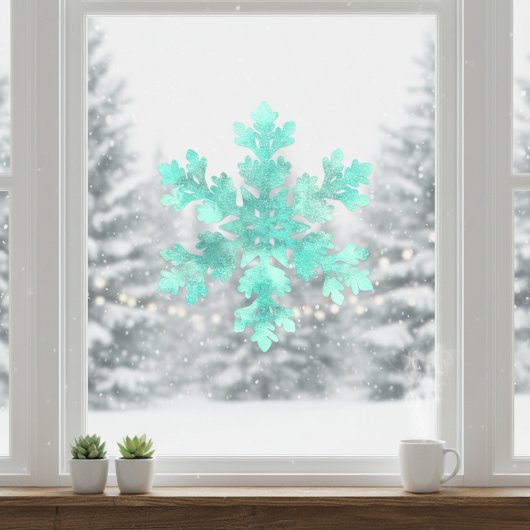 Blue Snowflake Window Cling Raamsticker