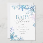 Blue Snowflake Winter Baby shower Invitation Bedankkaart (Voorkant)