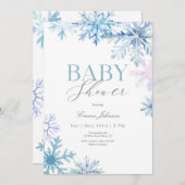 Blue Snowflake Winter Baby shower Invitation Bedankkaart (Voorkant / Achterkant)