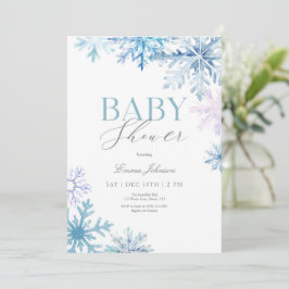 Blue Snowflake Winter Baby shower Invitation Bedankkaart