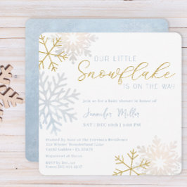 Blue Snowflake Winter Baby shower Invitation Kaart