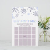 Blue Snowflake Winter Bingo Baby shower Briefpapier (Staand voorkant)