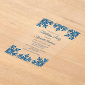 Blue Snowflake Winter Birthday Party Acryl Uitnodigingen (Laagn)